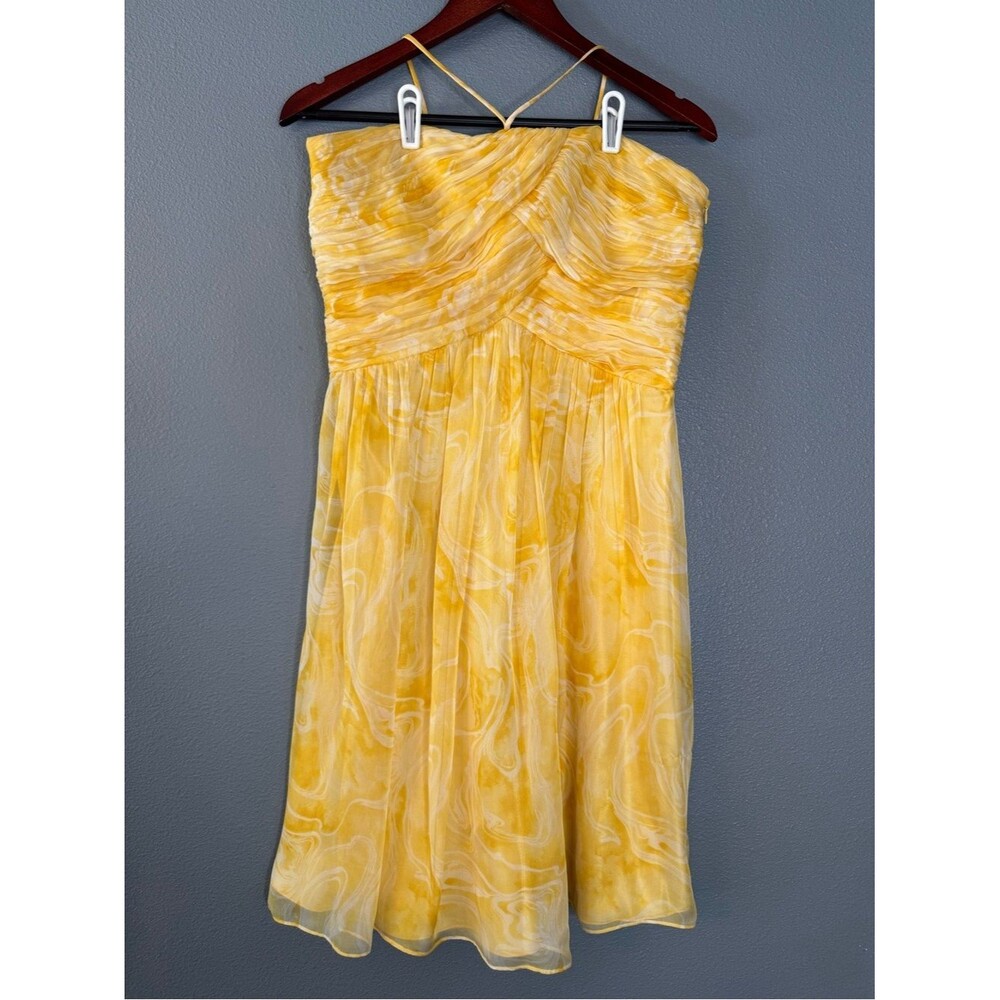 Laundry by Shelli Segal 100% Silk Strapless Dress Womens 10 NWT Yellow